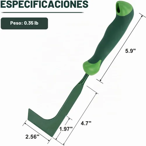 Vista 3 de Desbrozadora de grietas, extractor de malas hierbas en forma de L de 11 pulgadas con mango de goma ergonómico, herramienta de deshierbe de grietas