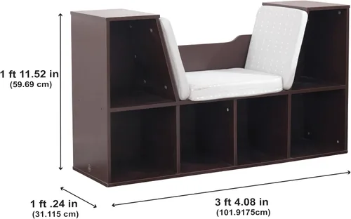 Vista 6 de KidKraft librero con recoveco para lectura, color café espresso