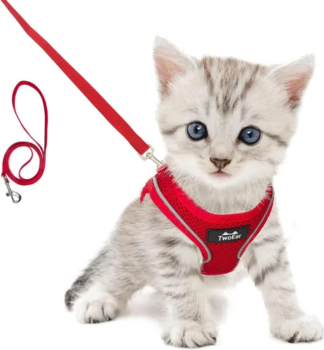 Vista 15 de TwoEar Arnés de gato a prueba de escape, suave chaleco ajustable para perro, de malla transpirable, chaqueta reflectante de fácil control para Negro
