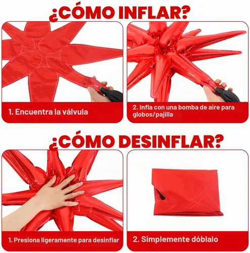 Vista 7 de 10 globos de estrella en explosión, globos de aluminio para cumpleaños, bodas, aniversarios, fiestas, fondos, suministros de decoración, 6 piezas