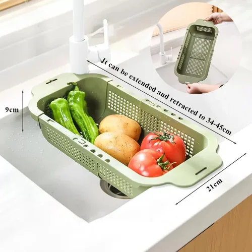 Vista 3 de Escurridor de platos para encimera de cocina, cesta de drenaje retráctil en escurridor de platos, estante multiusos para secadora de platos