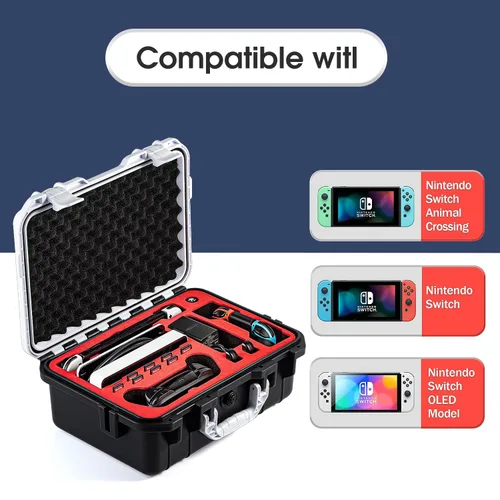 Vista 4 de RQUOIRE Carrying Case for Nintendo Switch Travel Case ,Professional Deluxe Waterproof Case Soft Lining Hard Case for Nintendo Switch OLED