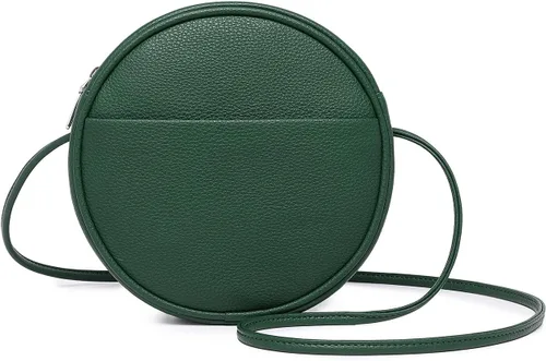 Vista 37 de Bolso circular para mujer, bolso cruzado redondo con cremallera Verde militar/nailon