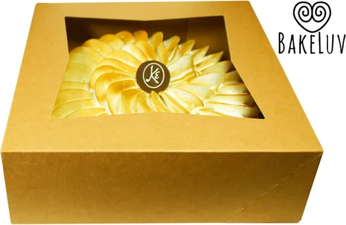 Vista 5 de Cajas de panadería con ventana, 9 x 9 x 2.5 pulgadas Marrón