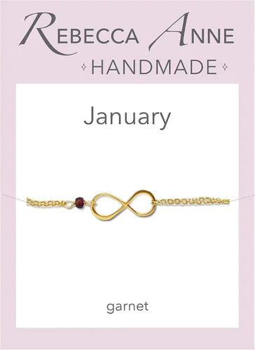 Vista 18 de Pulsera con dije de infinito con piedra natal, joyería hecha a mano, regalo para ella