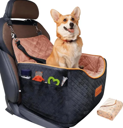 Vista 12 de AlfaTok Asiento de automóvil para perro, refuerzo de espuma viscoelástica para perros medianos de hasta 45 libras, cama de viaje elevada desmontable