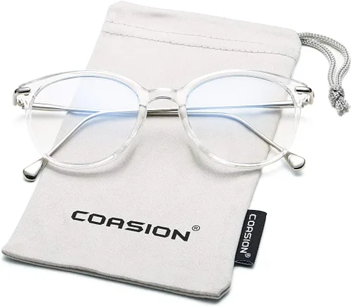 Vista 2 de COASION Lentes de bloqueo de luz azul para mujer, estilo vintage, redondas, antirrayos azules, lentes para juegos de computadora