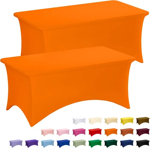 Vista 34 de Fixwal Paquete de 10 Cubiertas de Mesa de Spandex de 6 Pies para Mesas de 6 Pies, Mantel Rectangular Elástico Ajustado, Cubierta de Mesa de Patio