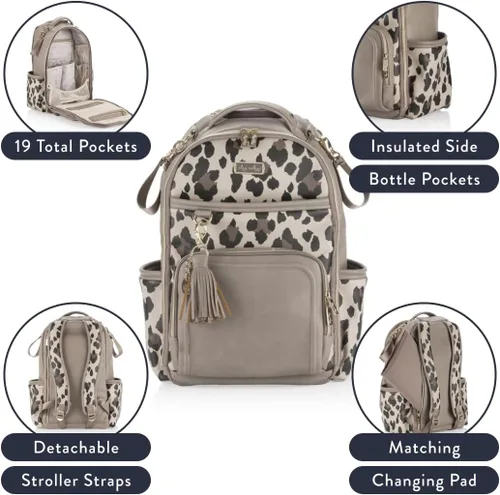 Vista 2 de Itzy Ritzy Mochila unisex para bebé, leopardo