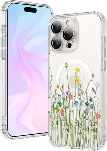 Vista 16 de OOK Magnetic for iPhone 17 Case Clear Pretty Flower Girls Women [Not Yellowing][Screen Protector] [ MagSafe Compatible] with Full Camera Lens