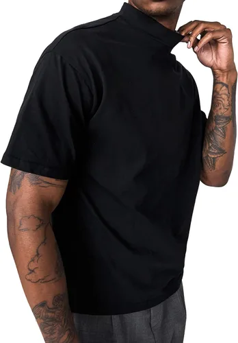 Vista 2 de KINGBEGA Camiseta básica ligera de manga larga para hombre, ajuste regular, cuello alto falso