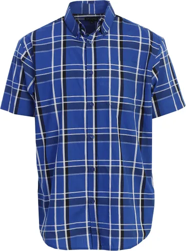 Vista 28 de Gioberti Men's Casual Plaid Button Down Short Sleeve Shirt 1162 - Royal / Negro / Gris