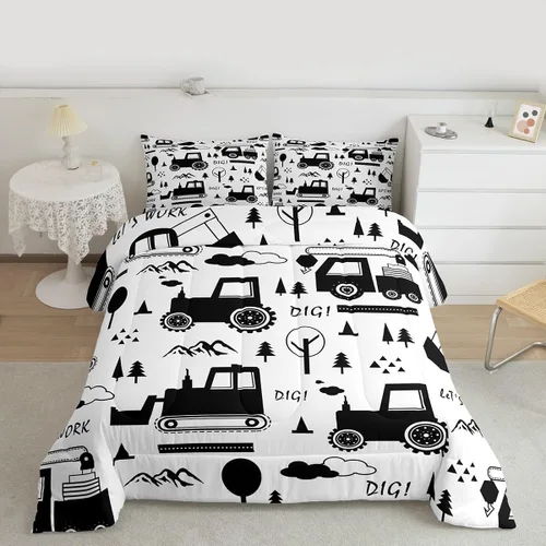 Vista 24 de Feelyou Juego de ropa de cama con estampado de aviones para niños y niñas, juego de funda de edredón de microfibra estilo boceto azul y blanco