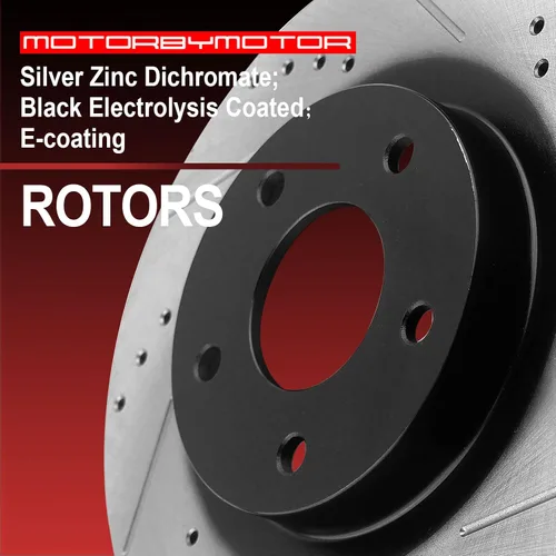 Vista 6 de MotorbyMotor Rotores delanteros perforados y ranurados de 11.772 in de repuesto para Ford Fusion, Mazda 6, Mercury Milan, Lincoln MKZ Zephyr Rotores