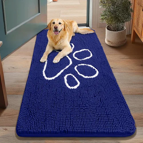 Vista 95 de Smiry Tapete para puerta de perro para patas fangosas, absorbente y Gris y negro