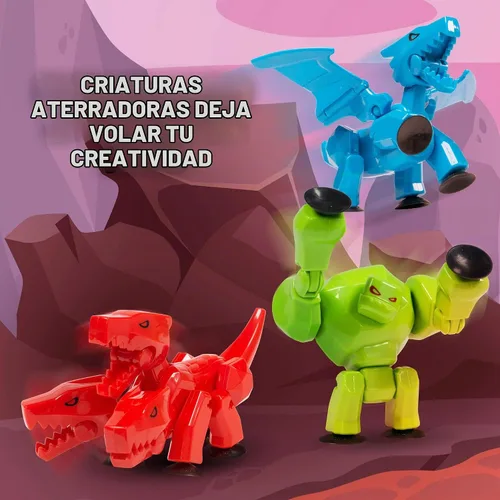 Vista 5 de StikBot Zing Mega Monsters 3 unidades, juego completo de 3 figuras de acción de monstruo posables, Cerberus, Gigantus y Scorch