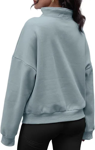 Vista 3 de Trendy Queen Sudaderas con media cremallera para mujer, sudaderas con capucha de gran tamaño, suéteres de otoño 2023 Y2K ropa de invierno