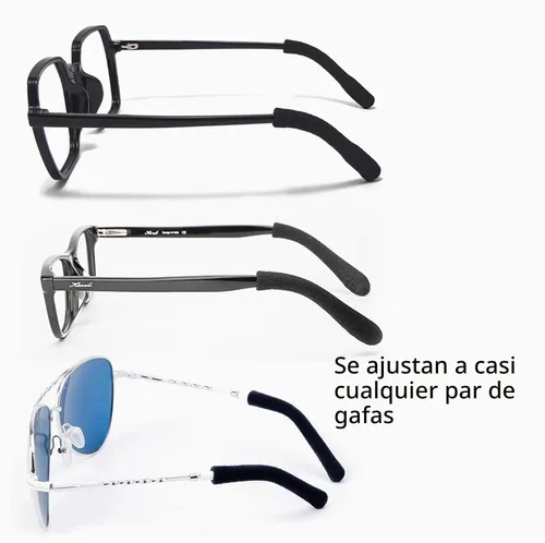 Vista 4 de DECKER Antideslizante Gafas Elásticas Temple Tips 3 Pares de Tejer Gafas Suave Cojín de Oído Puños Puntas de Gafas Manga de Oído Calcetín Negro