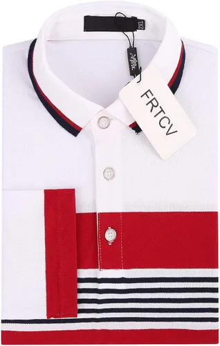 Vista 2 de FRTCV Polo para hombre casual ajustado camiseta de golf