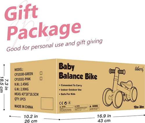 Vista 9 de Liberry Bicicleta de equilibrio para bebés con ruedas iluminadas de 1, 2, 3 años, sin pedales, 4 ruedas de silencio, primer juguete de equitación