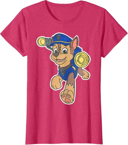 Vista 7 de Paw Patrol Chase Character Patch - Camiseta negra de manga corta con cuello redondo y ajuste clásico, talla S Negro
