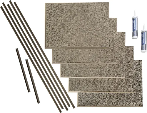 Vista 19 de FASÄDE Kit de protector contra salpicaduras de vinilo decorativo martillado de 15 pies cuadrados en bronce antiguo