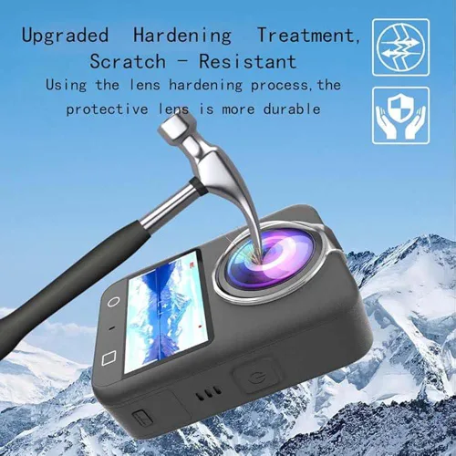 Vista 4 de Juego de protectores de cámara de acción compatible con DJI Osmo 360, protector de pantalla de vidrio templado Osmo 360, funda de silicona, tapa