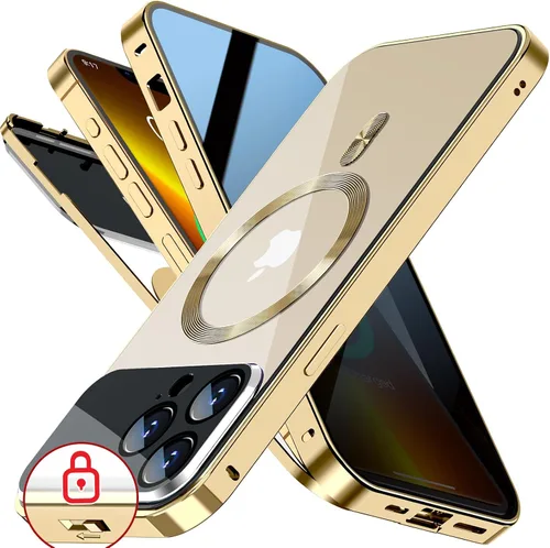 Vista 9 de Funda magnética de privacidad para iPhone 13 Pro, protección completa de la cámara, color negro [Mechanical Lock][Compatible with MagSafe]