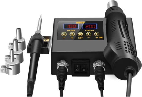 Vista 2 de 2 In 1 Soldering Station Digital Display Hot Air Gun Welding Rework For Cell-Phone BGA SMD PCB IC Repair Solder Iron Tools,Accurate Temperature