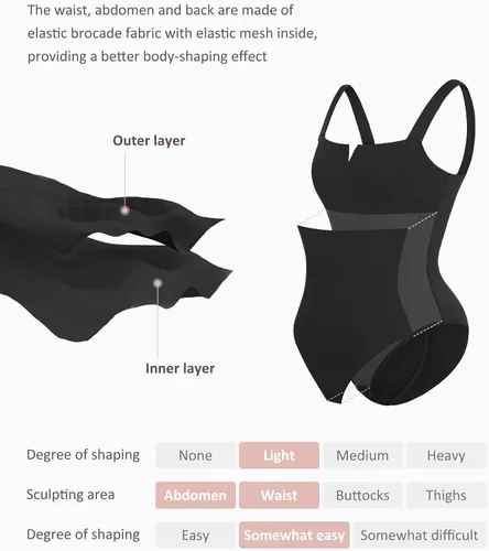 Vista 4 de FeelinGirl Body de cuello cuadrado para mujer, sin mangas, con control de abdomen, adelgazante, para salir