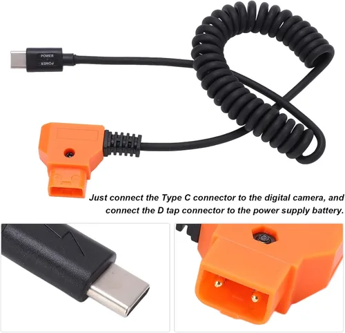 Vista 3 de USB C a D Tap, dispositivo USB C para tableta de teléfono móvil a D Tap Power Flexible Spring Cable adaptador conector para V montaje videocámara