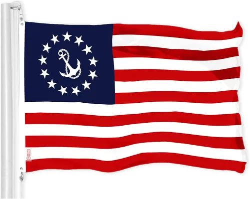 Vista 8 de G128 Bandera de bandera de yate de Estados Unidos, 16 x 24 pulgadas, serie ToughWeave bordada de poliéster 300D, bandera náutica, estrellas
