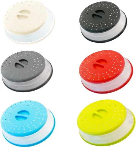 Vista 7 de Cubierta plegable para salpicaduras de microondas de 10.5 pulgadas, apta para lavavajillas, cubierta de placa de microondas con ventilación de azul