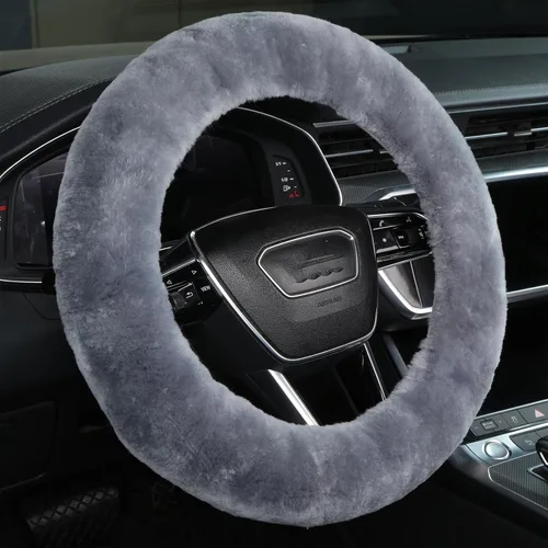 Vista 30 de Funda de volante de piel de oveja suave y esponjosa, para vehículo universal, mujeres y hombres, 14,5-15,5 pulgadas, accesorios peludos