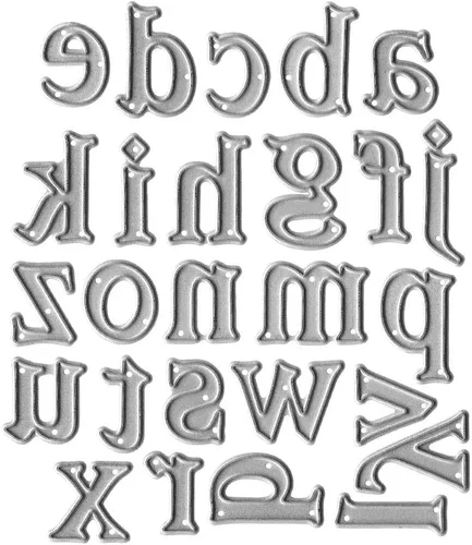 Vista 7 de Troqueles de corte del alfabeto mayúscula de metal, huecos, 26 letras del alfabeto, palabras, troqueladas, plantillas en relieve, molde de plantilla