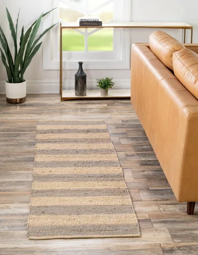 Vista 14 de Unique Loom Alfombra trenzada de la colección de yute – Bina (2' 2" x 3' 1", rectangular, gris marfil)