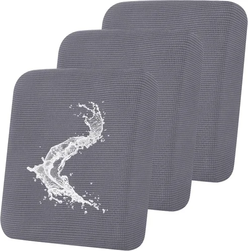 Vista 10 de Smiry Fundas de cojín impermeables para sofá, fundas de cojín de jacquard elástico, lavables, fundas de cojín gruesas para sofá, protector de Gris