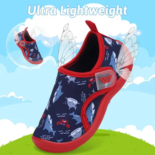 Vista 5 de FANTURE Zapatos de agua para niños y niñas, lindas sandalias acuáticas, playa, piscina, parque acuático, tenis acuáticos, para niños pequeños