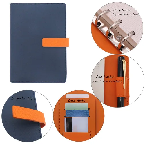 Vista 42 de HXRTANGS A5 Refillable Notebook, Ring Binder Journal Personal Organizer with Lined Paper + Planner Stickers + Subject Dividers + Index Tabs +