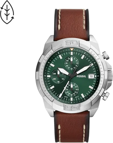 Vista 5 de Fossil Bronson Reloj casual de cuarzo para hombre con correa de acero inoxidable o cuero, Reloj cronógrafo Bronson