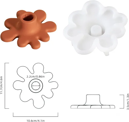 Vista 3 de BOOWAN NICOLE Soporte de vela de cemento irregular molde de silicona, molde de posavasos de hormigón Bandeja de vela de yeso Decoraciones