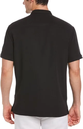 Vista 2 de Cubavera Camisa de campamento cubana de manga corta para hombre con paneles de inserción en contraste