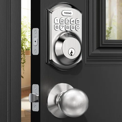 Vista 9 de TEEHO TE001K Cerradura de puerta de entrada sin llave con perilla para Negro mate