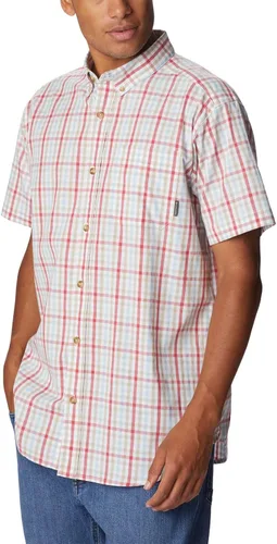 Vista 5 de Columbia Rapid Rivers II - Camisa de manga corta para hombre, Sunset Red Multi Gingham, talla L, Atardecer Rojo Multi Gingham