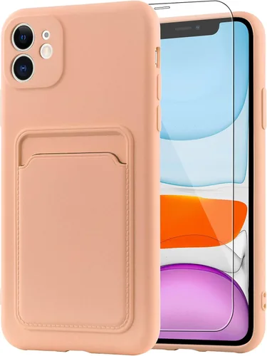 Vista 25 de MZELQ Compatible con iPhone 11 Funda TPU Soporte para Tarjetas Cubierta de Billetera, Protección de Cámara + Protector de Pantalla Funda Suave