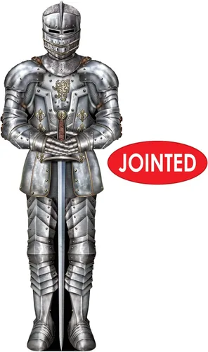Vista 4 de Beistle Knight Suit of Armor - Telón de fondo para fotos, 6 pies de alto, juego de 2 – Decoración de fiesta temática medieval, decoración