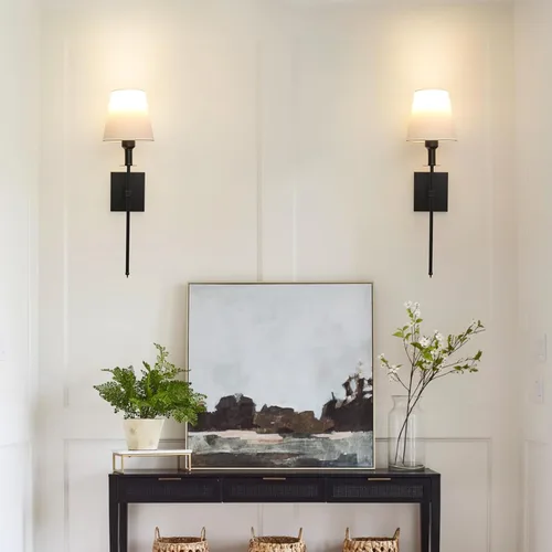 Vista 8 de Juego de 2 apliques de pared a pilas, luz de pared recargable negra con control remoto inalámbrico regulable, 12 modos de color, aplique de batería