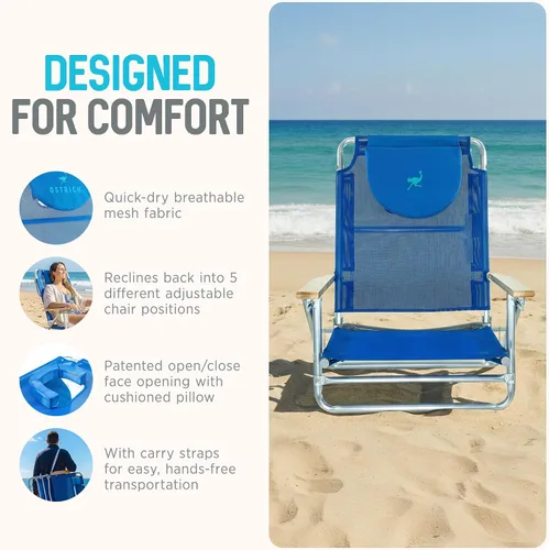 Vista 6 de Ostrich SBSC-1016B South Beach Silla de arena, azul