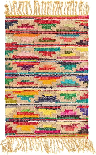Vista 10 de Unique Loom Chindi Trellis Collection Southwestern, geométrico, moderno, colores brillantes