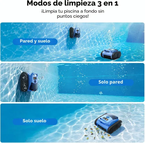 Vista 2 de Limpiador robótico inalámbrico para piscinas, aspiradora robótica automática para piscinas enterradas, limpieza de robot de piscina de spa de hasta